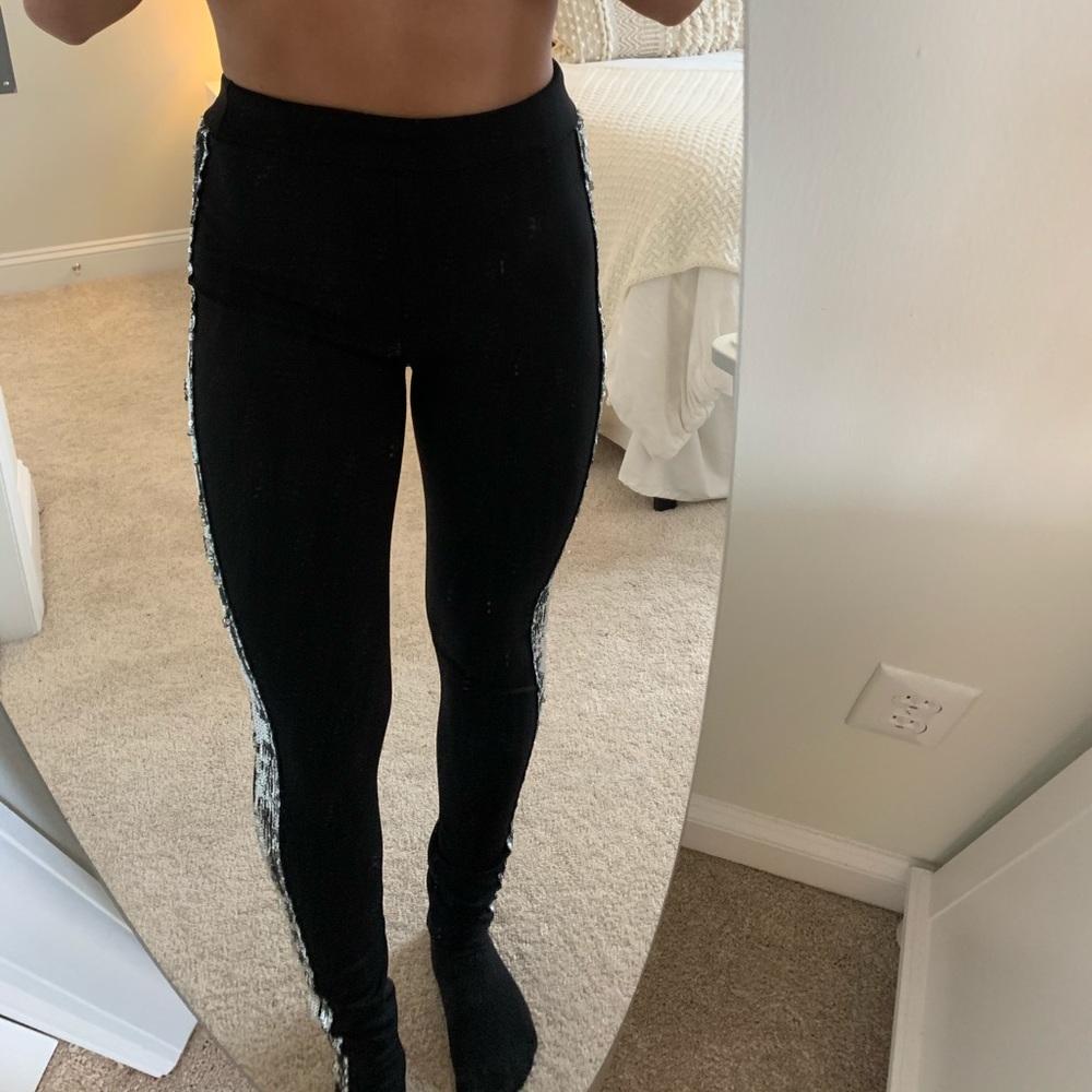 High Waisted Glitter Black Pants